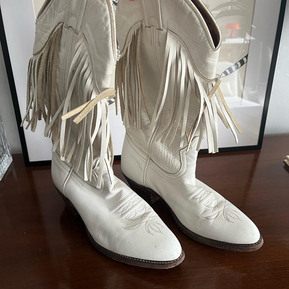White Fringe Western Boots